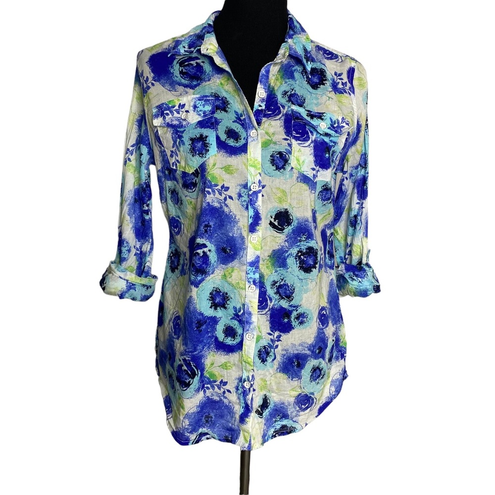 Relativity Shirt Medium Blue White Button Down